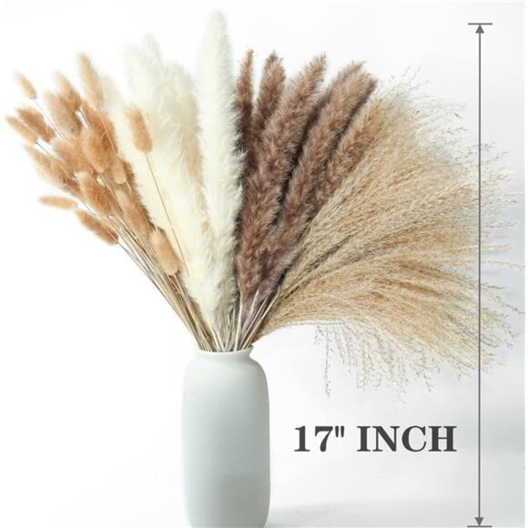 Dried Pampas Grass Decor, 100 PCS Pampas Grass Contains Bunny Tails Dried Flower - Picture 3 of 8